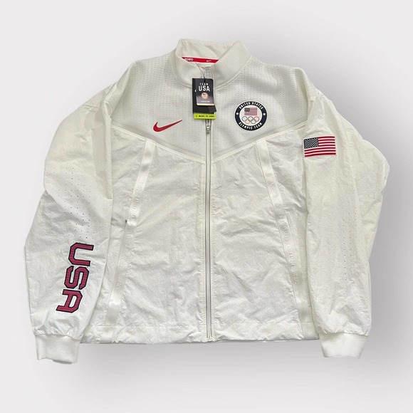 Nike Team USA Windrunner Medal Stand Men's Sz XL White Jacket $450
